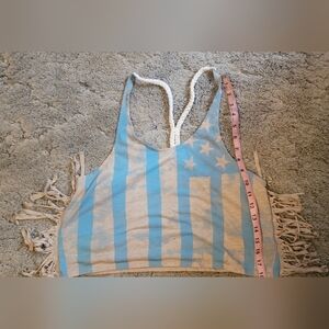 Blue and White Striped Crop Top